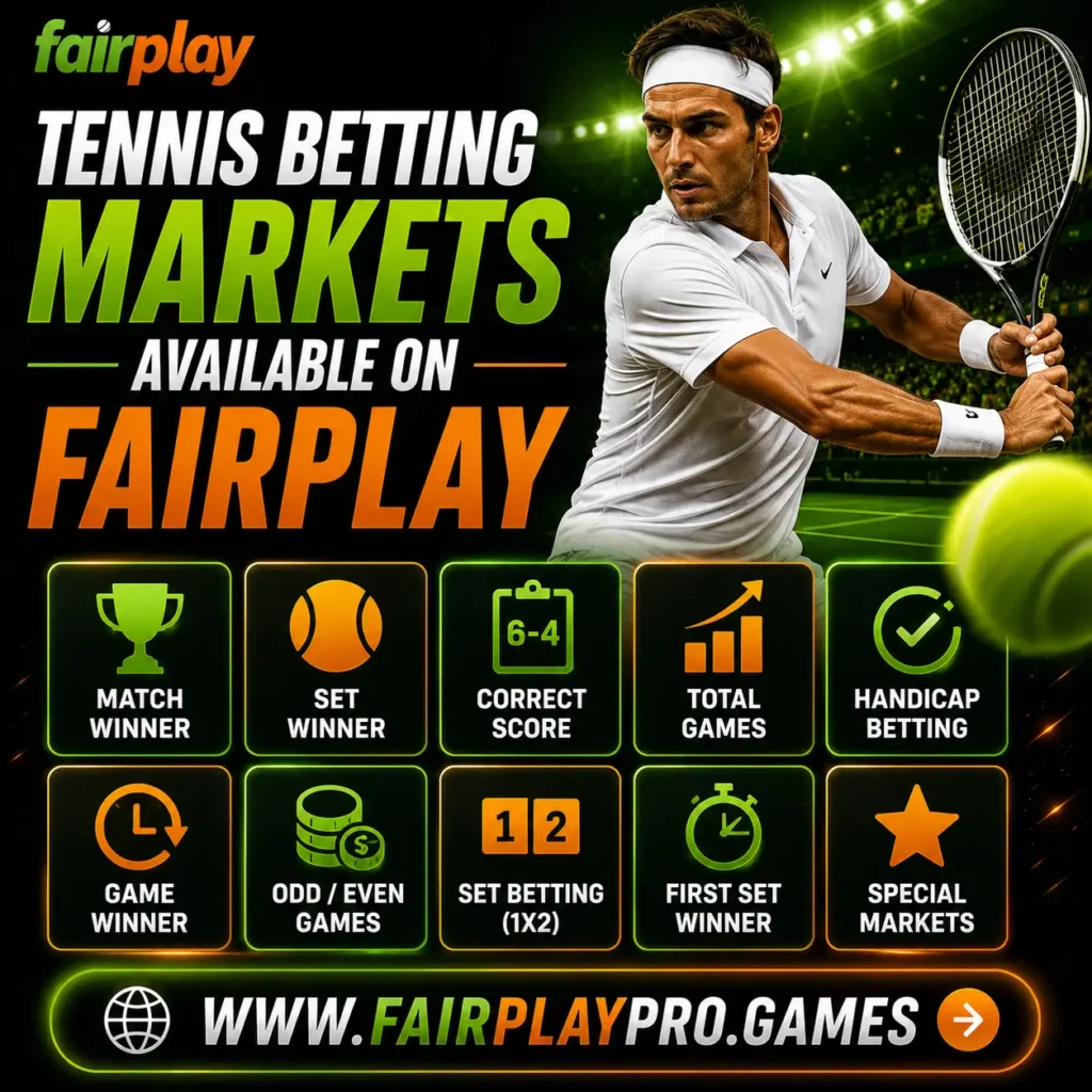 Tennis Betting Markets Available on Fairplay